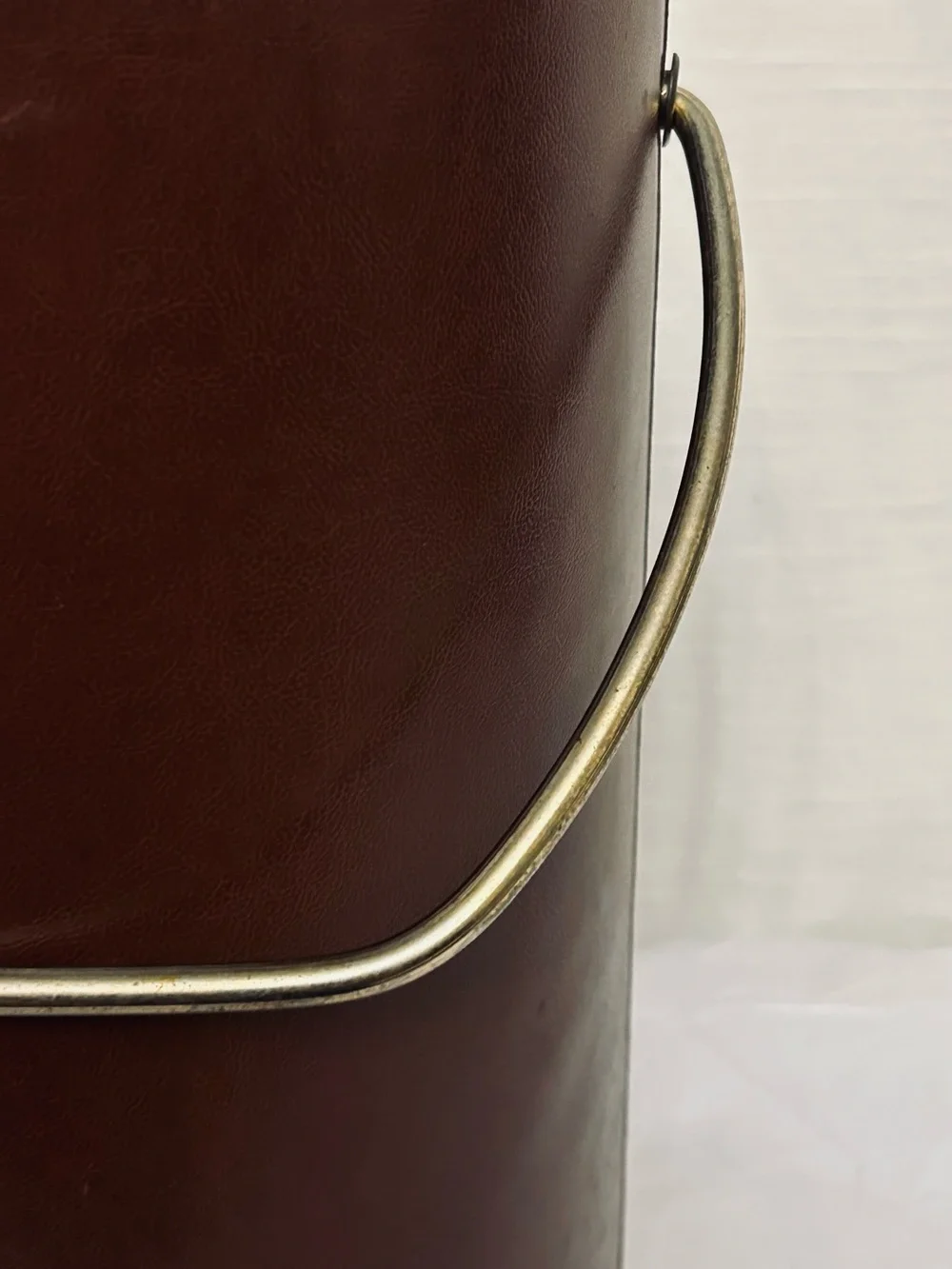 Vintage Large Faux Leather Mid-Century Modern Ice Bucket